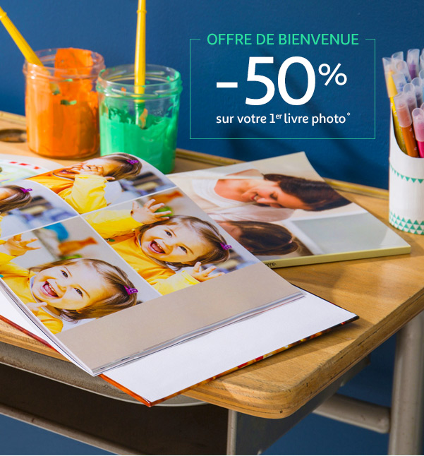 Offre de bienvenue : -50% sur votre 1er livre photo*